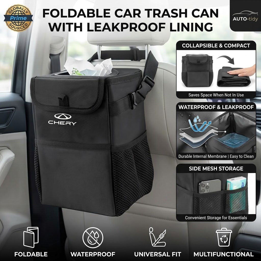 Waterproof Car Trash Can With Lid - Foldable portable leak-proof waterproof lid car