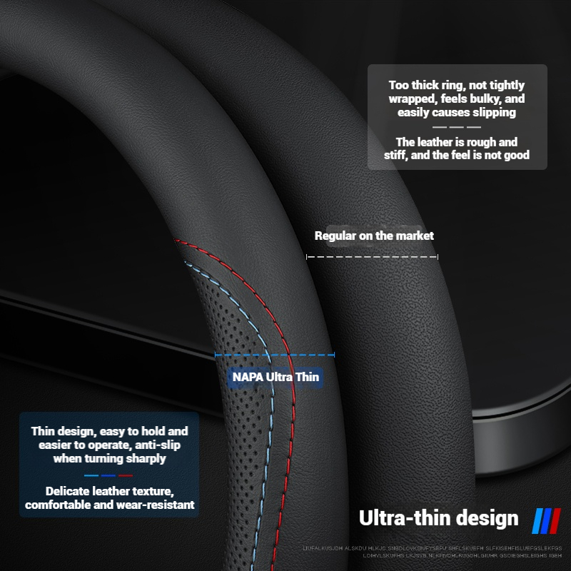 Leather Breathable Car Steerin - Car Steering Wheel Cover Anti Slip Breathable recension och pris