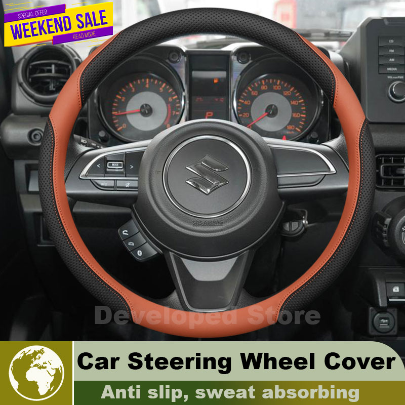 Leather Car Steering Wheel Cov - Car Steering Wheel Cover Anti Slip Breathable recension och pris