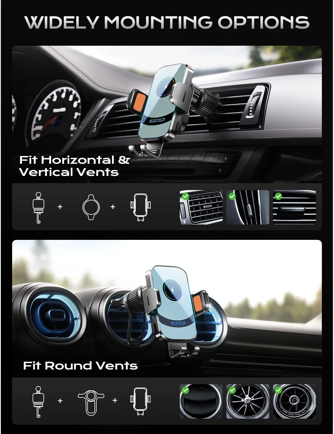 UYUXIO Wireless Car Charger Su - Magnetic Phone Holder For Car Vent recension och pris