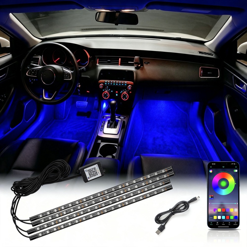 Multi-mode RGB Neon Car Interi - Led Ambient Interior Car Lights App Control recension och pris