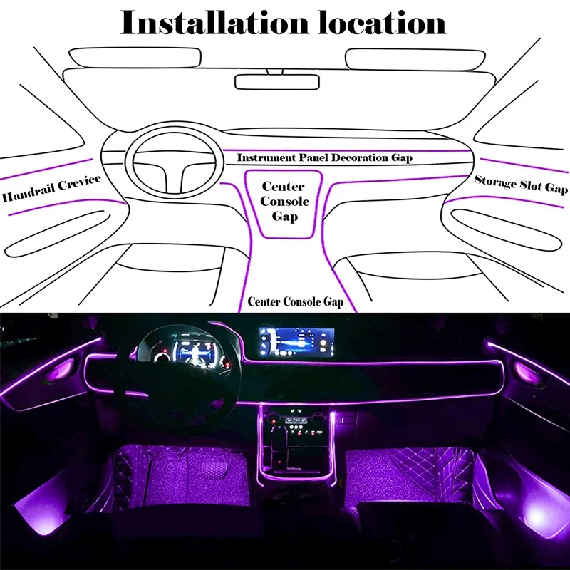 Flexible EL Wire Lights With A - Led Ambient Interior Car Lights App Control recension och pris