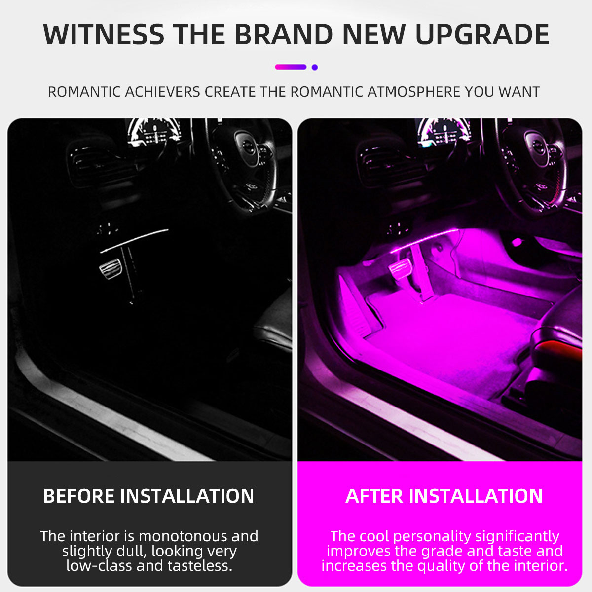 2/4in1 Neon 12/18 LED Car Inte - Led Ambient Interior Car Lights App Control recension och pris