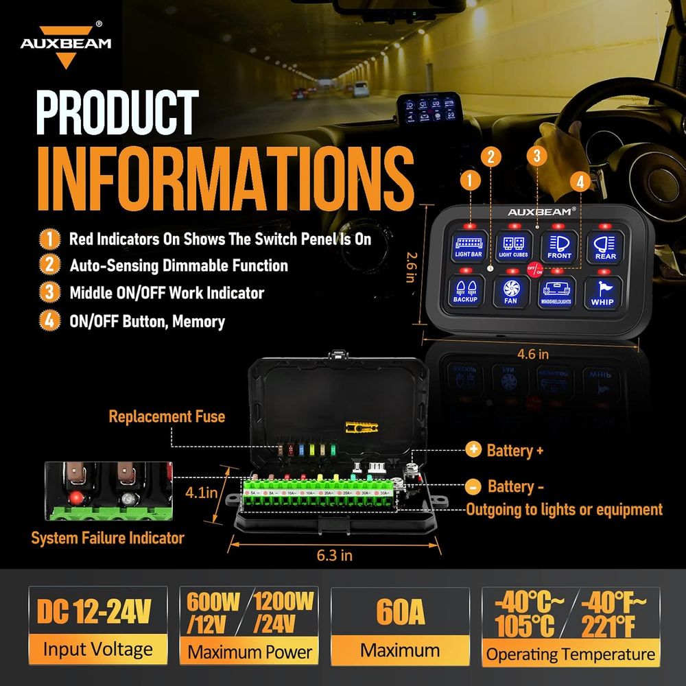8 Gang Switch Panel BA80 Autom - Car Electronics recension och pris