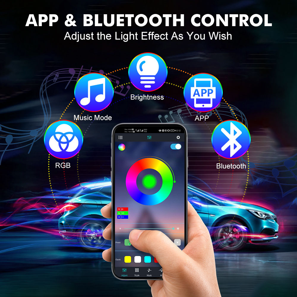 Neon LED Interior Car Light AP - Led Ambient Interior Car Lights App Control recension och pris
